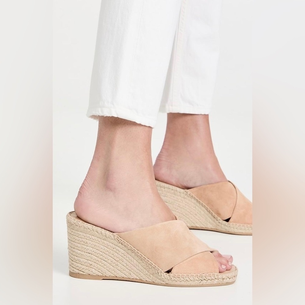Vince Gaelan Square Toe Crossover Espadrille Wedge Sandals Shoes - NWT